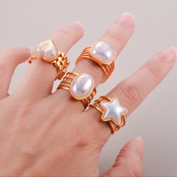 ◾️18k Gold Plated Mermaid Star open Ring - Picture 4 of 5